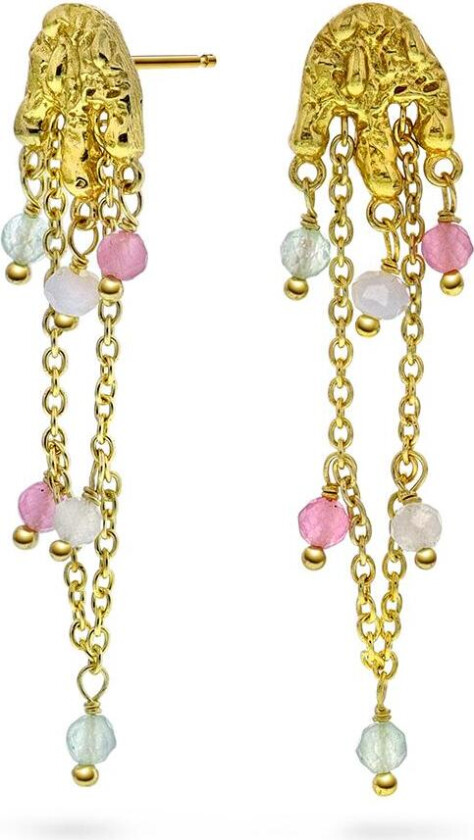 Miso øredobber i forgylt 925 sølv med naturstener