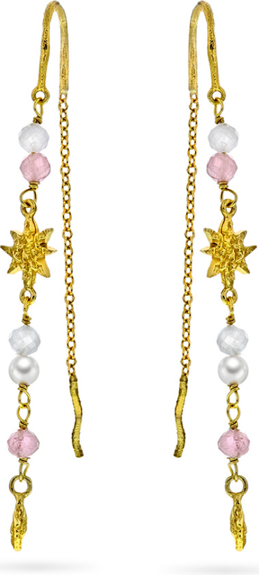 Bilde av Fleur øredobber i forgylt 925 sølv med naturstener