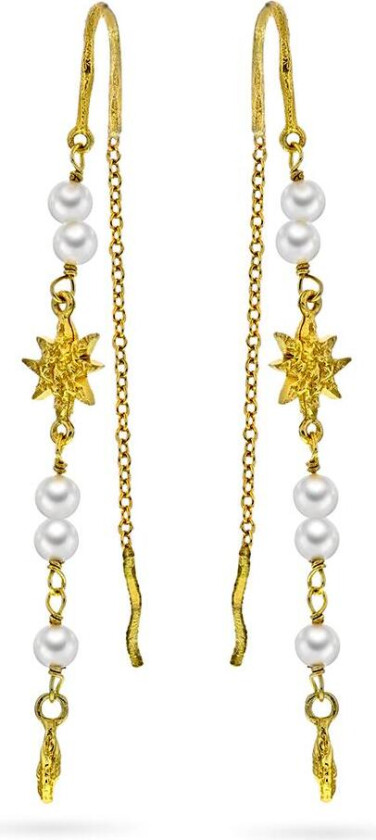 Fleur øredobber i forgylt 925 sølv med ferskvannsperler