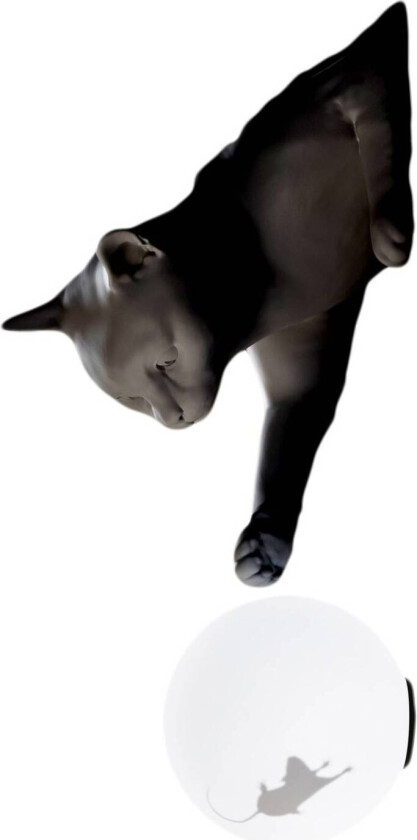 vegglampe Maoo, svart keramikk, glass, kattefigur