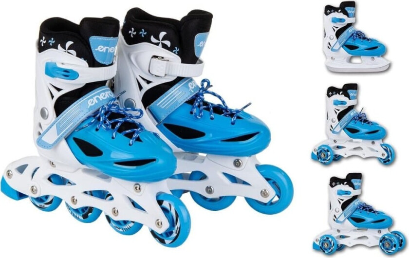 Inline skøyter - rulleskøyter - skøyter 4in1 enero 34-37 blå