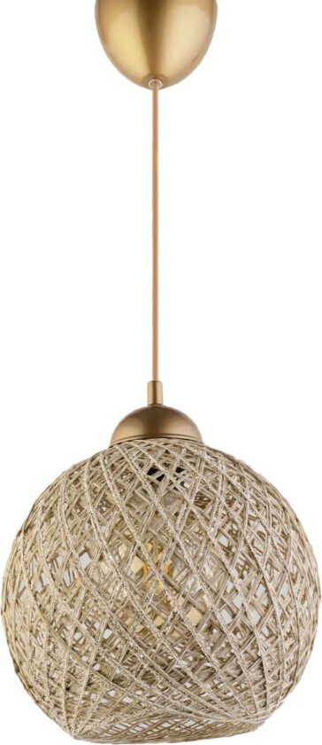 DL350 taklampe, rund - sølv bomull og gullplast (Ø22)