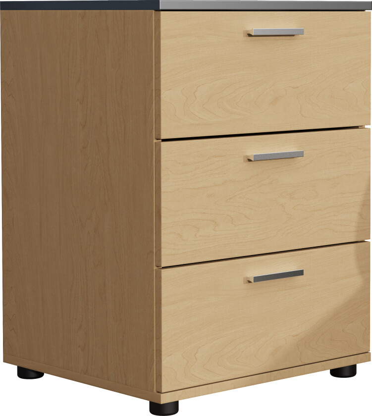 VCM NORDIC Testalo nattbord, med 3 skuffer - naturlig/antrasittgrå tre (46x42)