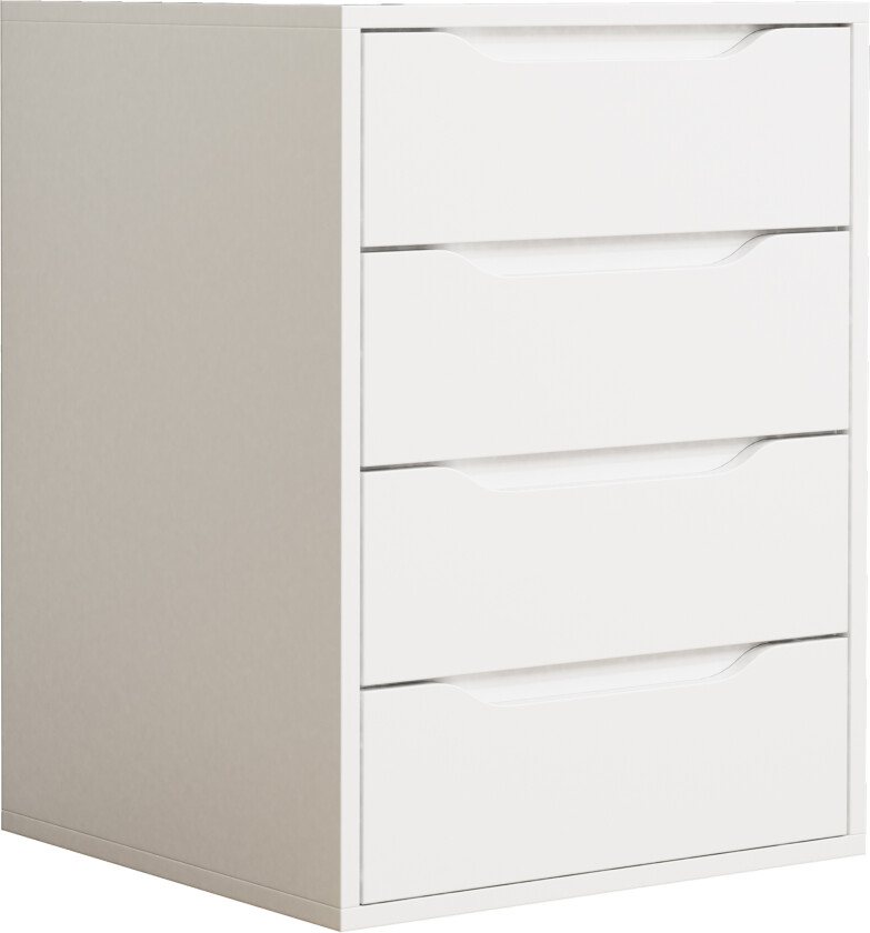 VCM NORDIC Malira M nattbord, m. 4 skuffer - hvitt tre (46x42)