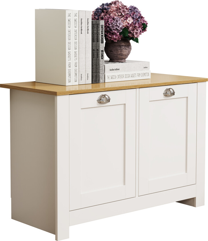 VCM NORDIC Balusa M kommode, m. 2 dører og 2 hyller - hvit/naturtre