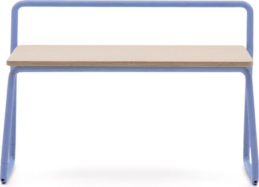 LAFORMA Barnebenk i tinn, m. ryggstøtte - finér i naturlig ask og blått metall (76x35)