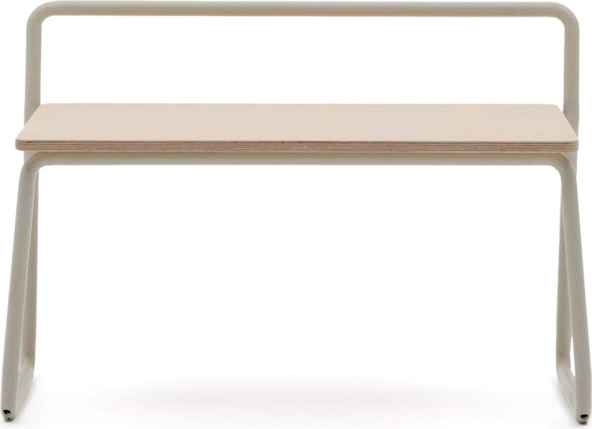 LAFORMA Barnebenk i tinn, m. ryggstøtte - finér i naturlig ask og beige metall (76x35)