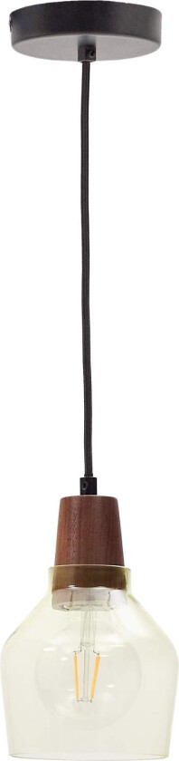 LAFORMA Silex taklampe, rund - grønt glass og brun valnøtt finish (Ø13)