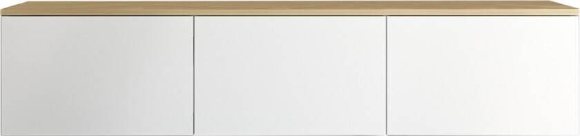 Neon TV-bord, m. 3 dører - hvit og eik melamin (169x32)