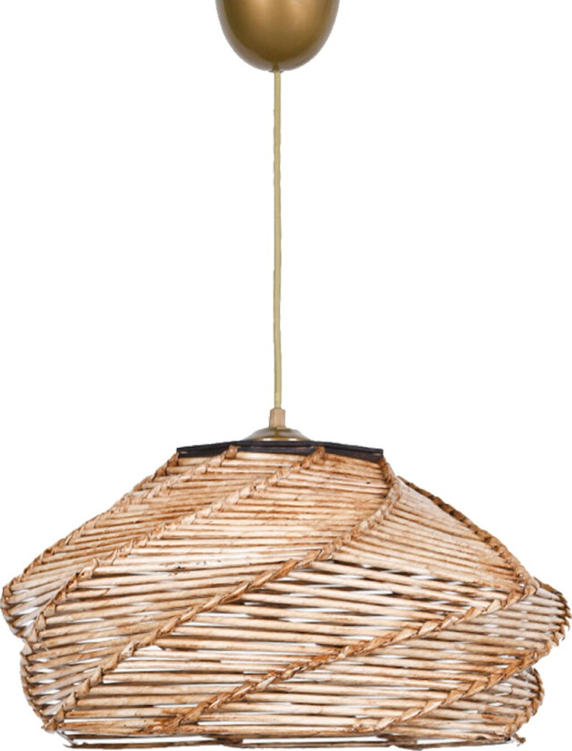 Oval taklampe - kamel imitert bambus (36x36)