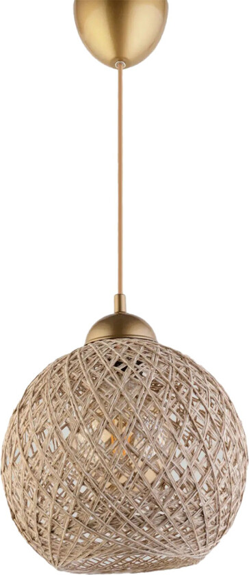 DL170 taklampe, rund - hvit bomull og gullplast (Ø22)