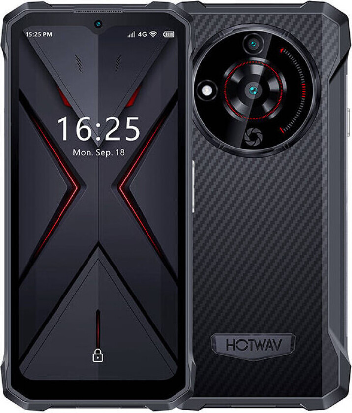 Hotwav T7 smarttelefon – svart, 8GB+128GB, 6280mAh, (robust)