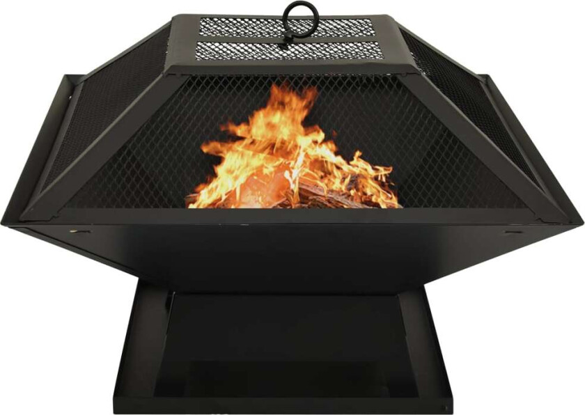 2-i-1 Bålfat og grill med ildrake 46,5x46,5x37 cm stål