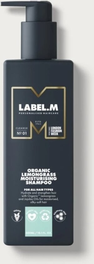 Label.M, Organic Lemongrass, Organic, Hair Shampoo, For Hydration, 300 Ml For Women