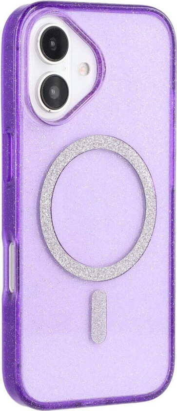 iPhone 16 Plus Plast Glitter Deksel - MagSafe Kompatibelt - Lilla