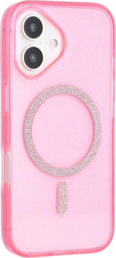 iPhone 16 Plus Plast Glitter Deksel - MagSafe Kompatibelt - Rosa