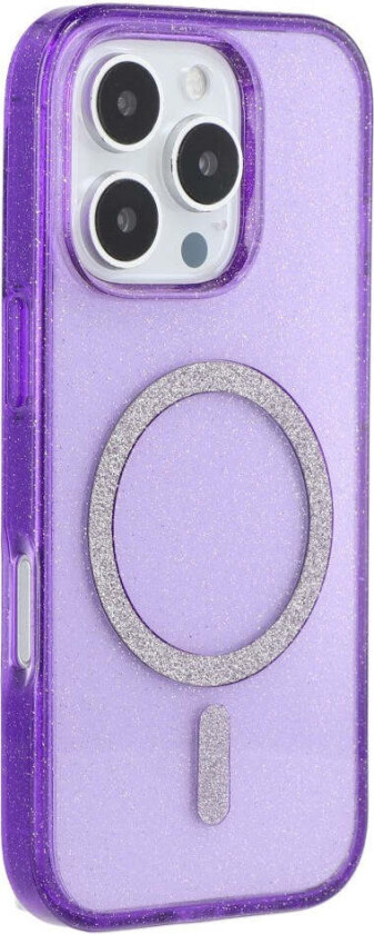 iPhone 16 Pro Plast Glitter Deksel - MagSafe Kompatibelt - Lilla