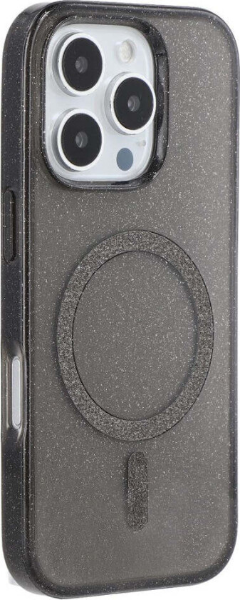 iPhone 16 Pro Plast Glitter Deksel - MagSafe Kompatibelt - Svart