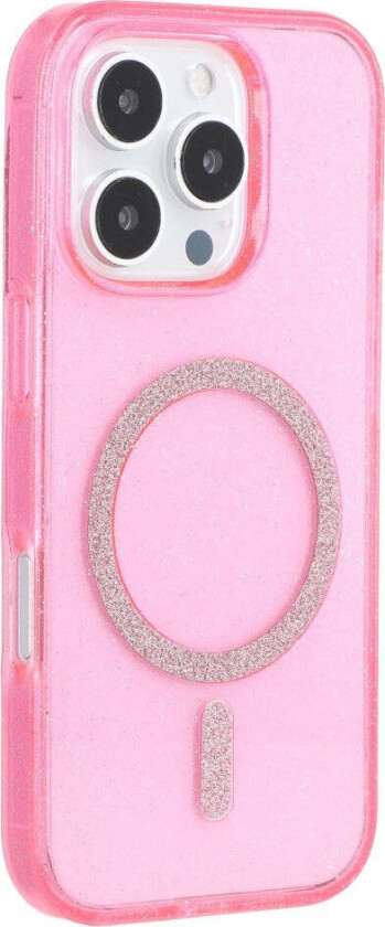 iPhone 16 Pro Plast Glitter Deksel - MagSafe Kompatibelt - Rosa