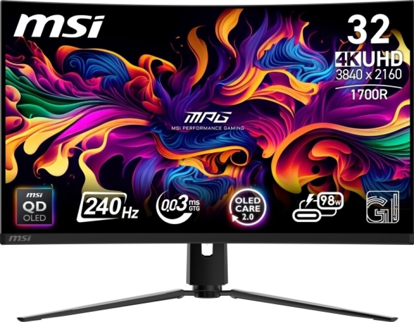 Msi Mpg 321Curxde Qd-Oled - Gamig Moitor - 80.0Cm (31.5") 4K Ultra Hd 3840 X 2160, 16:9, 250Cd/M², 1.07B, 0.05Ms, 178°/178°, 150000:1 [Energieklasse
