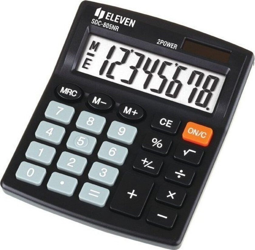 Calculator Sdc805nr Kalkulator, Svart, Stasjonær, 8 Plasser, Dobbel Strømforsyning