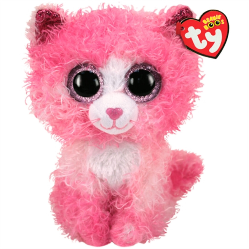 TY Bamse Ty Reagan Cat Pink Curly Hair Med
