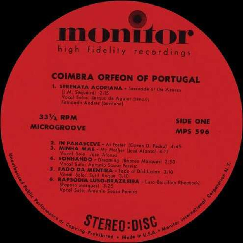 Coimbra University Chorus Coimbra Orfeon Of Portugal CD