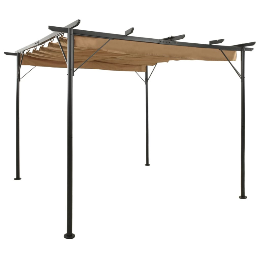 Pergola med uttrekkbart tak gråbrun 3x3 m stål 180 g/m²