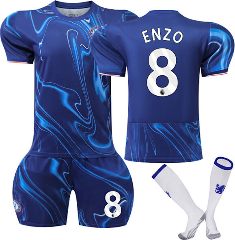 2024-2025 Chelsea Home Kids' Fotballdrakt med sokker NO.8 ENZO Fernández 24