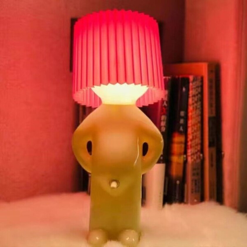 Kreativ lampe frekk gutt sjenert mann liten nattlampe hjemmedekorasjon Eu-plugg Dd. Red