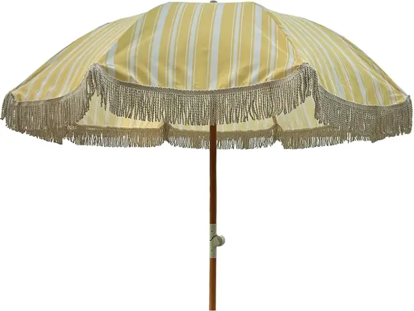 Parasoll med frynser Ø200 cm Gul