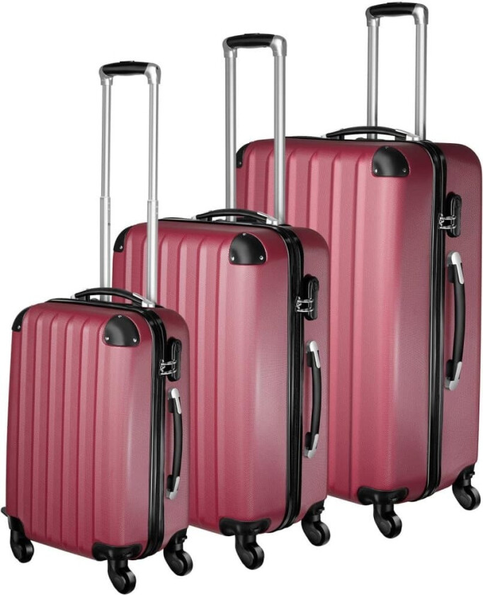 Koffert sett 3 deler hardcase ABS - rød