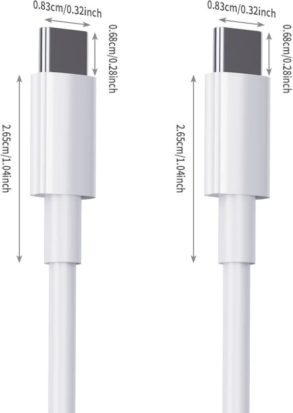 3M hurtigladekabel, 2-paks USB C til USB C-kabel PD 60W