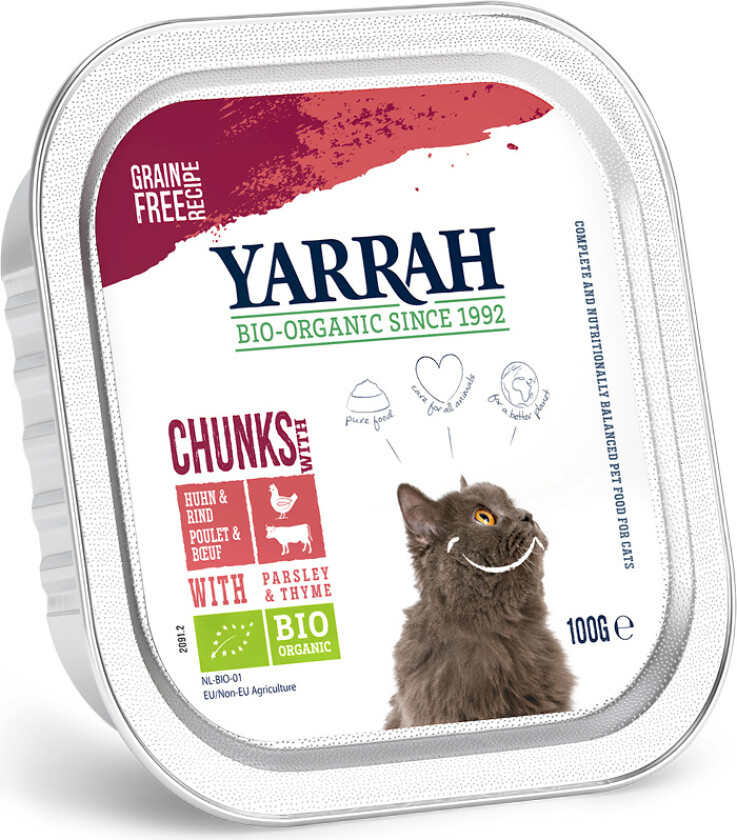 Yarrah Organic Cat Chicken & Beef Chunks Grain Free