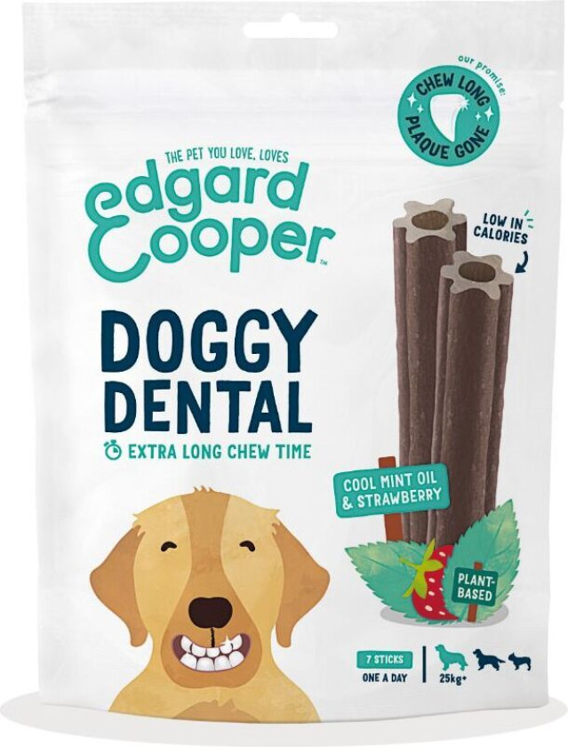Edgard & Cooper Doggy Dental Tyggepinner Jordbær & Mynte 7-pack (L)
