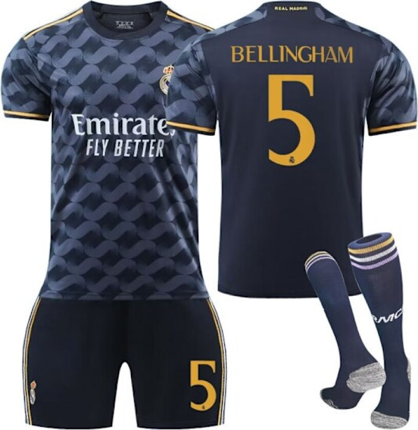 23-24 Real Madrid Borte Kongblå Trøye Nr 10 Modric 7 Puh C Ronaldo 5 Bellingham Fotballdrakt NO.5 BELLINGHAM NO.5 BELLINGHAM 22