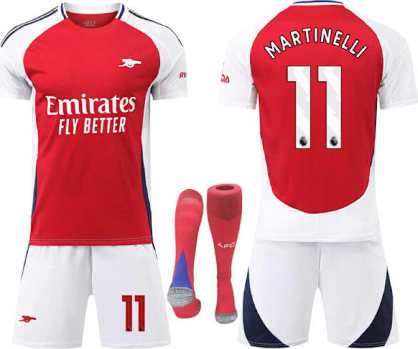 24-25 Arsenal Hjemme Barn Fotballdrakt med Sokker Nr.11 MARTINELLI M