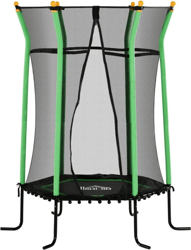 Barnetrampolin Ø163,5 cm, innendørs trampoline med sikkerhetsnett kantdeksel gummitau, barn trampoline inntil 50 kg, for barn 3-10 år grønn