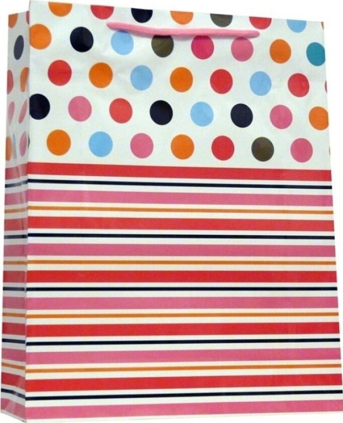 Ju-Piter Laminert Gavepose, Striper, Prikker 029A 32X40x10cm P12, Pris For 1 Stk.