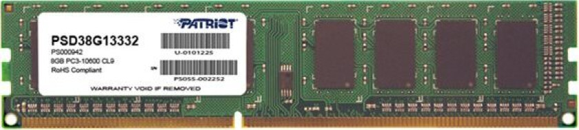 Patriot Signature Line - Ddr3 - Modul - 8 Gb - Dimm 240-Pins - 1333 Mhz / Pc3-10600 - Cl9 - 1,5 V - Ikke Bufferet - Ikke-Ecc