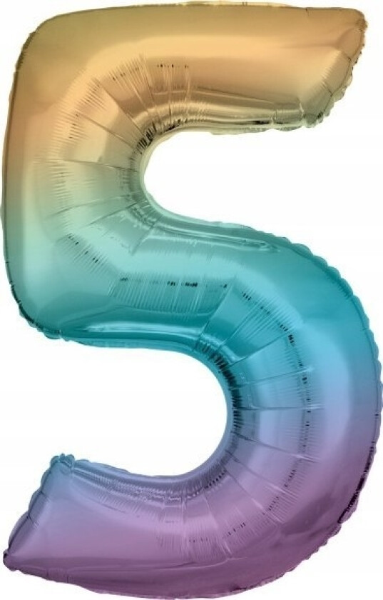 Amscan Folieballong Stort Nummer 5 Rainbow Pastell 57X86cm N34 Pakket 9909703