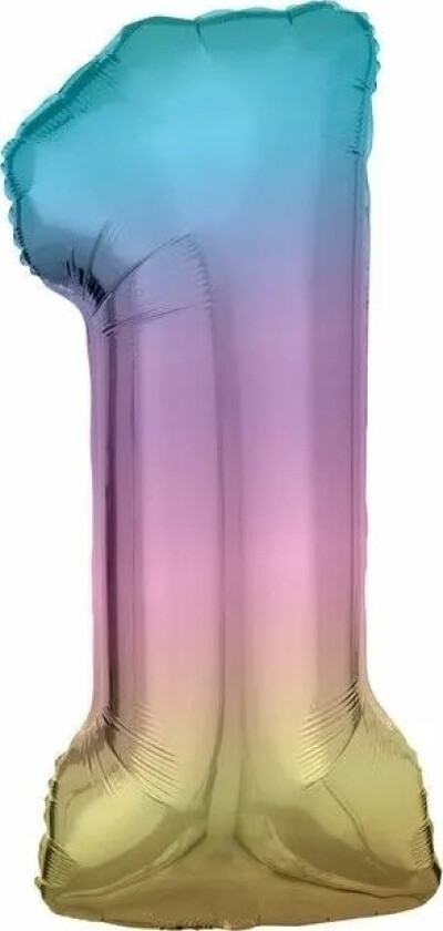 Amscan Folieballong Stort Nummer 1 Rainbow Pastell 38X86cm N34 Pakket 9909699