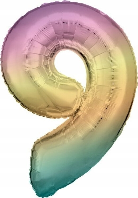 Amscan Folieballong Stort Nummer 9 Rainbow Pastell 60X86cm N34 Pakket 9909707