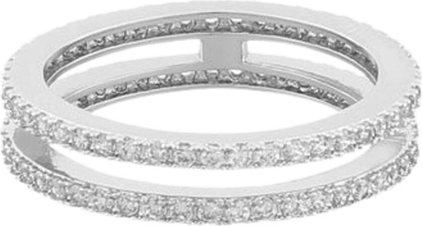 Rio Double Stone Ring Silver Clear L