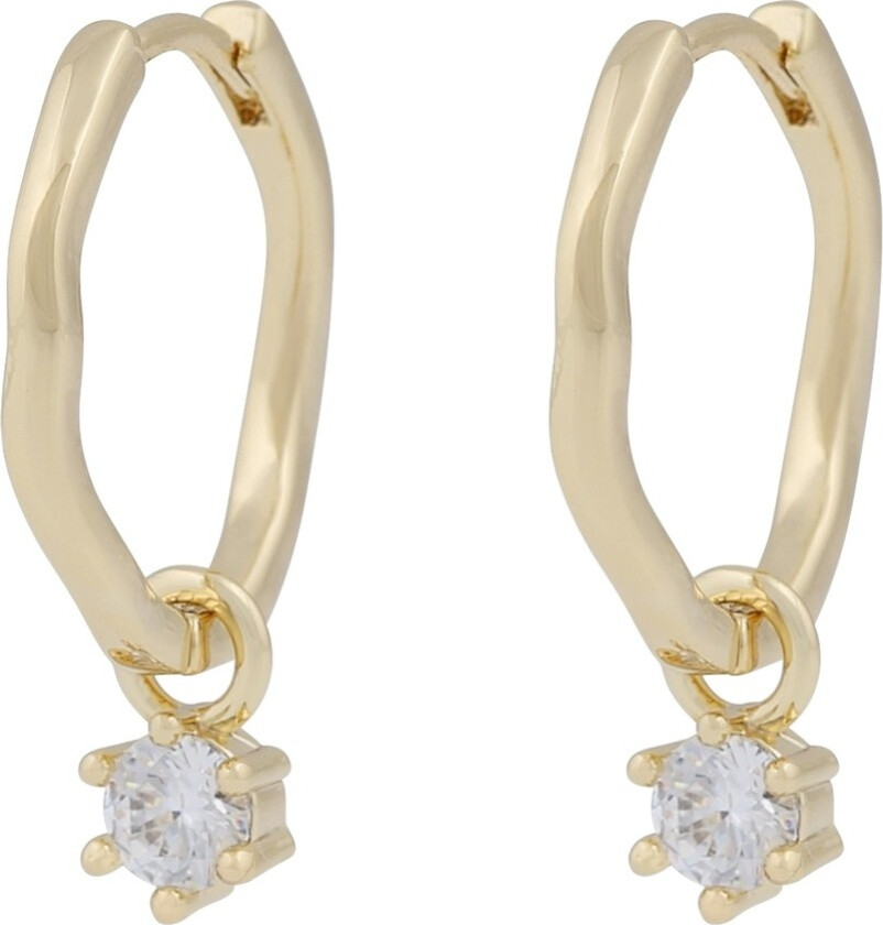 Jen Ring Stone Pendant Earrings Gold Clear Onesize