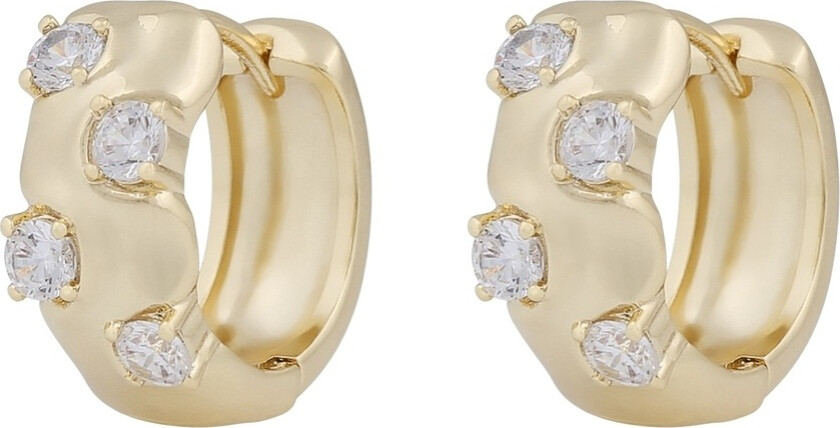 Jen Stone Wide Ring Earrings Gold Clear Onesize