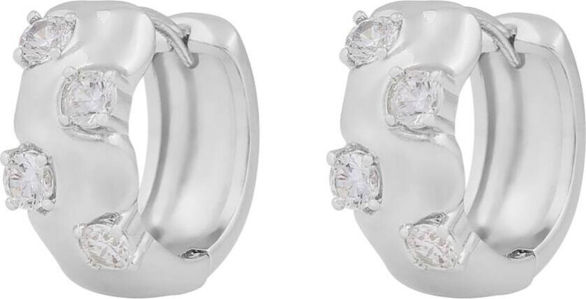 Jen Stone Wide Ring Earrings Silver Clear Onesize