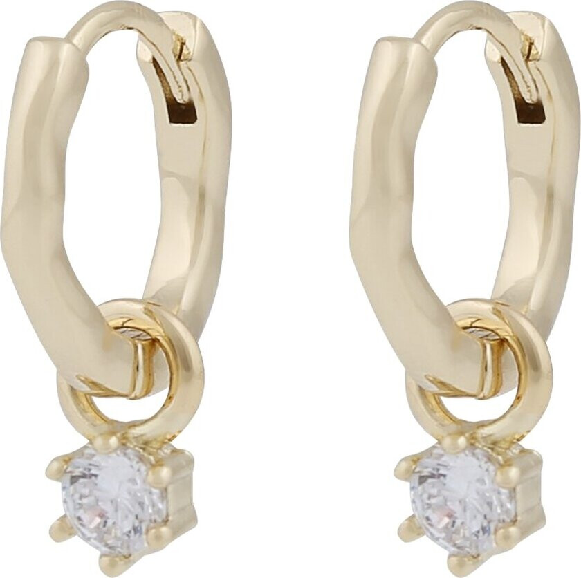 Jen Small Stone Ring Pendant Earrings Gold Clear On