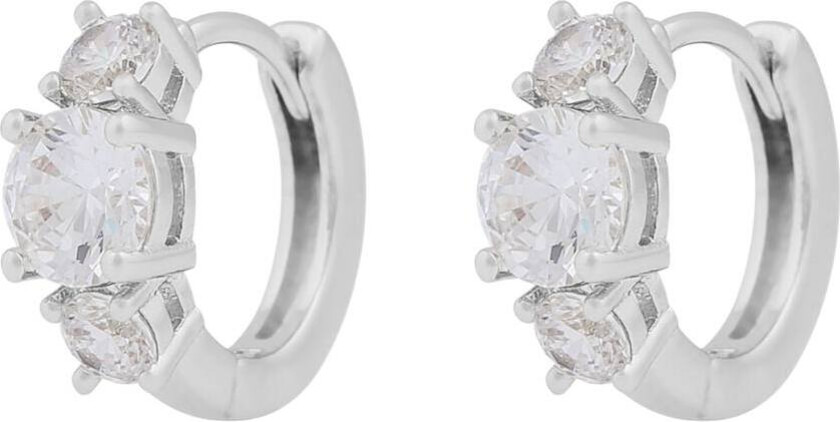 Jen Stone Ring Earrings Silver Clear Onesize