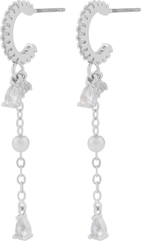 Seine Oval Pendant Earrings Silver Clear Onesize